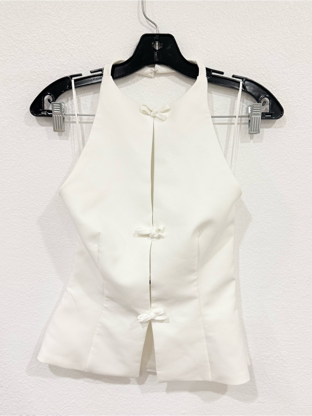 Zara White Fitted Halter Top Summer Bridal Vacation Women’s Size Small - Picture 2 of 4